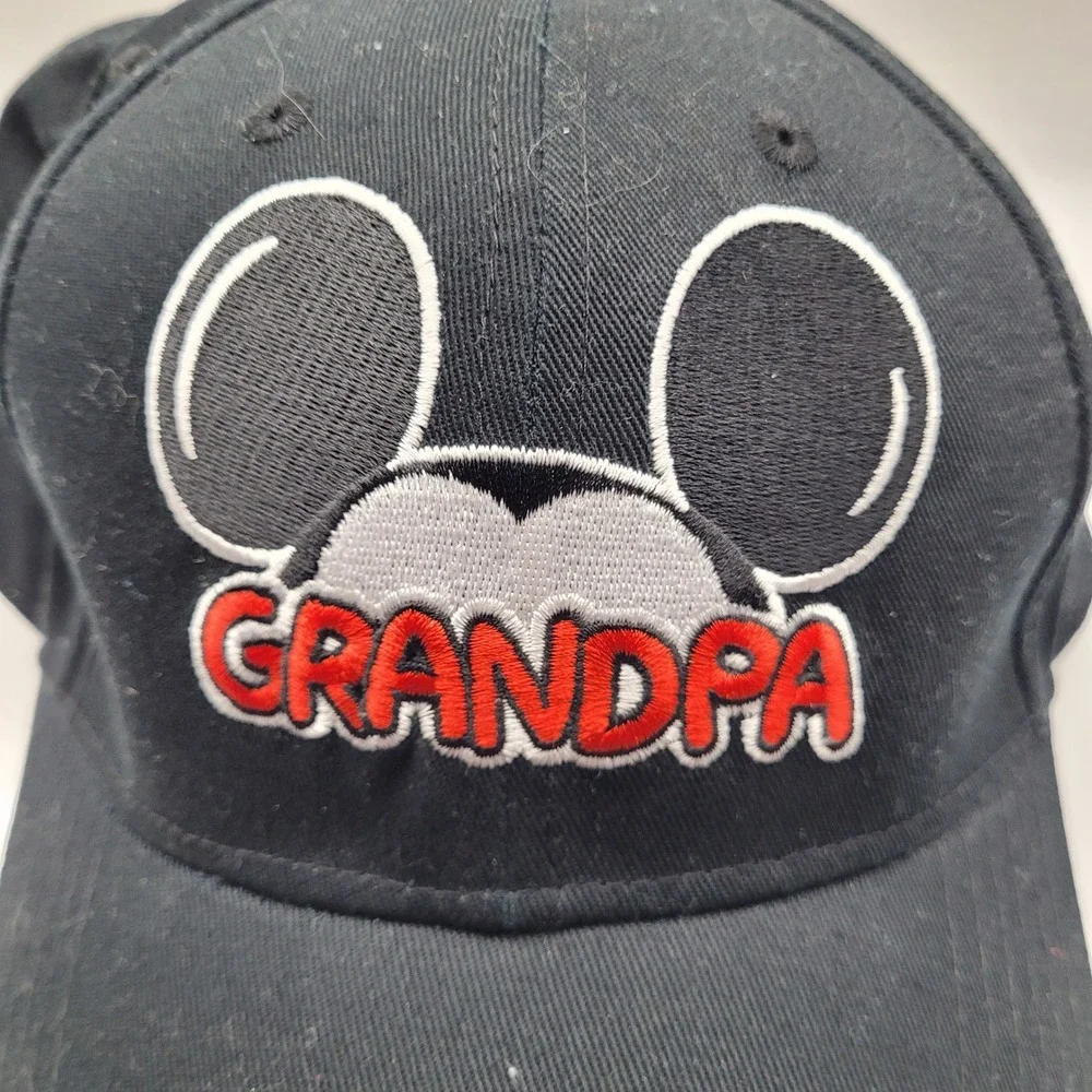 Disney Mickey Mouse Grandpa Baseball Cap Hat Black Embroidered Adjustable Strap